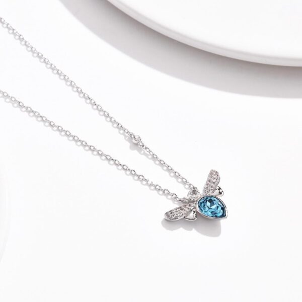 Bee Crystal Blue Necklace Embellished With SWAROVSKI® Crystals - Image 4