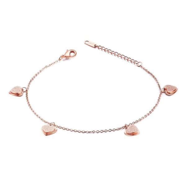 String of Four Hearts For Her Feet Jewellery Rose Gold Layered Anklet