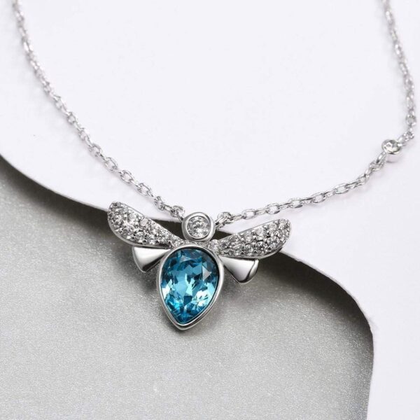 Bee Crystal Blue Necklace Embellished With SWAROVSKI® Crystals - Image 2