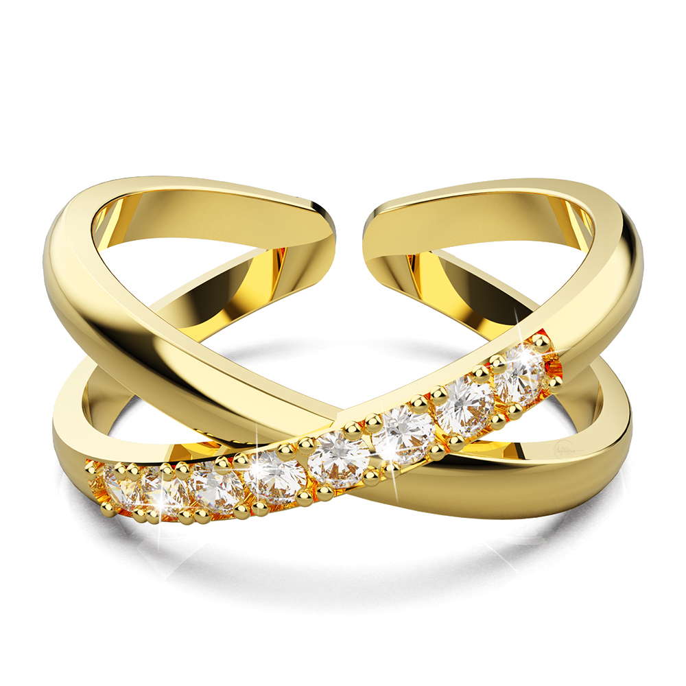 Solid 925 Sterling Silver Cassia Adjustable Stacking Ring in Gold - Image 2