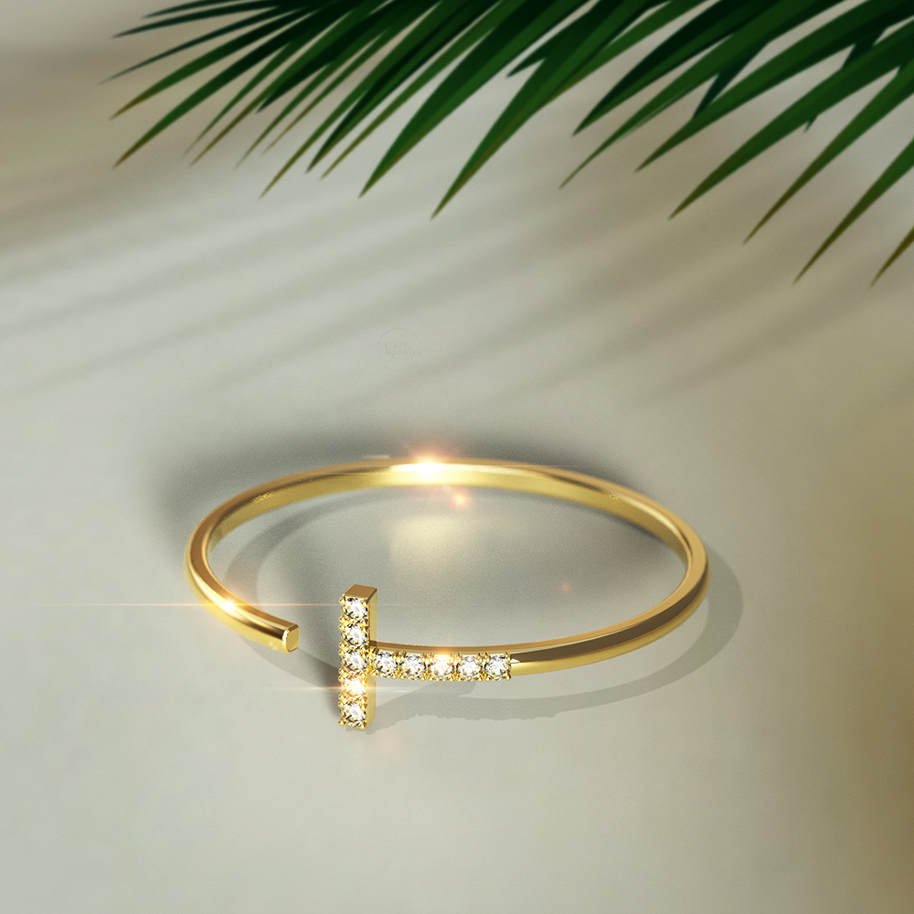 Solid 925 Sterling Silver Cleo Adjustable Stacking Ring in Gold - Image 2
