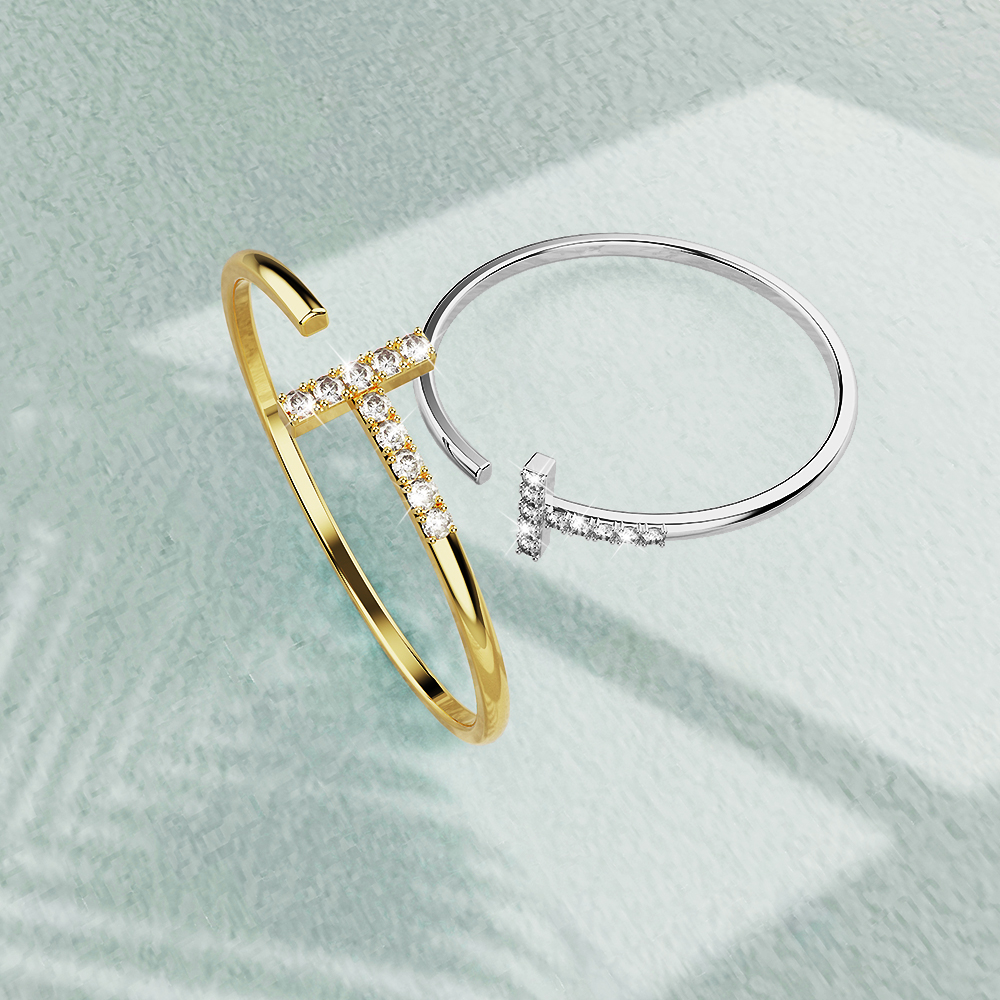 Solid 925 Sterling Silver Cleo Adjustable Stacking Ring in Gold - Image 3