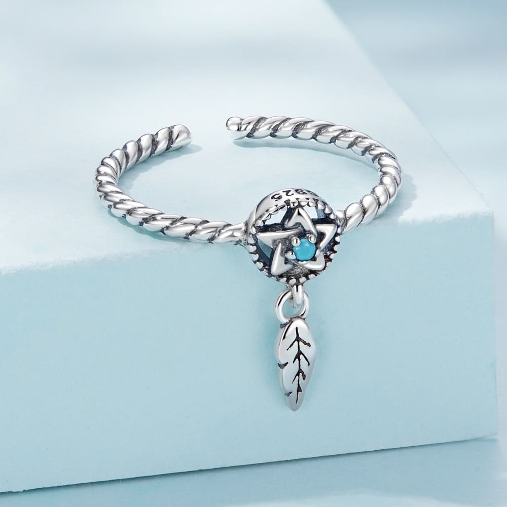 Solid 925 Signature Silver Pentagram Charm Ring - Image 2