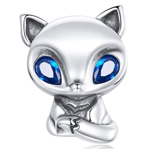 Solid 925 Sterling Silver Blue Eyed Fox Pandora Inspired Charm
