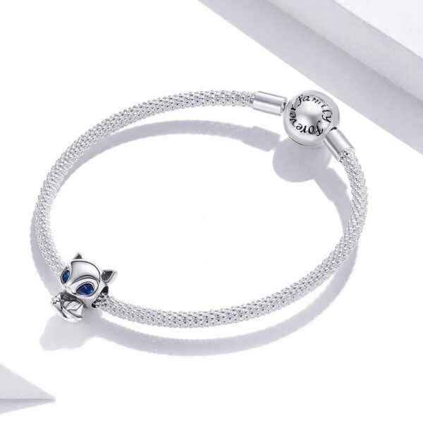 Solid 925 Sterling Silver Blue Eyed Fox Pandora Inspired Charm - Image 2