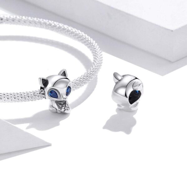 Solid 925 Sterling Silver Blue Eyed Fox Pandora Inspired Charm - Image 3