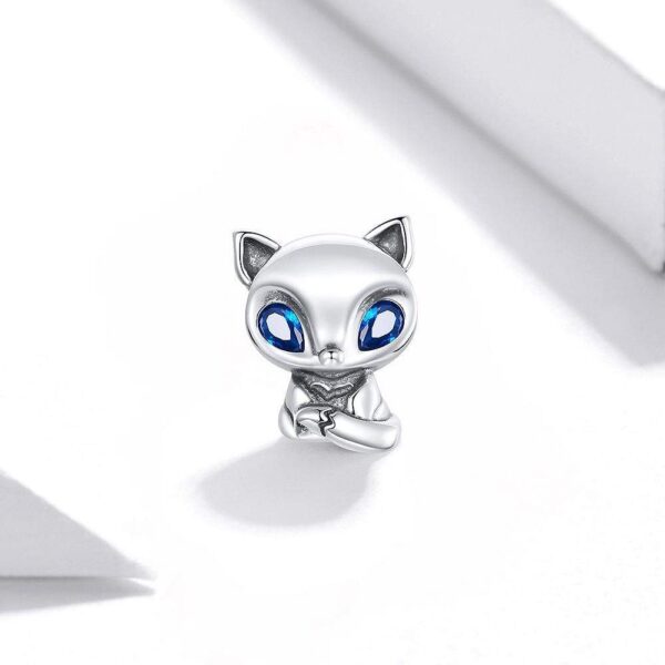 Solid 925 Sterling Silver Blue Eyed Fox Pandora Inspired Charm - Image 4