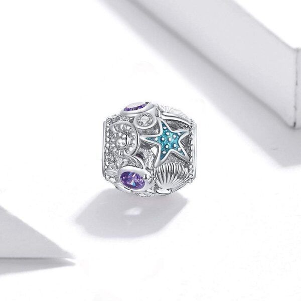 Solid 925 Sterling Silver Starfish and Seashells Pandora Inspired Charm - Image 4