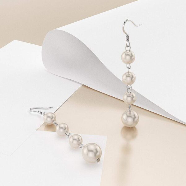 Solid 925 Sterling Silver Cascade Earrings Embellished with SWAROVSKI® Crystal Pearls - Image 2