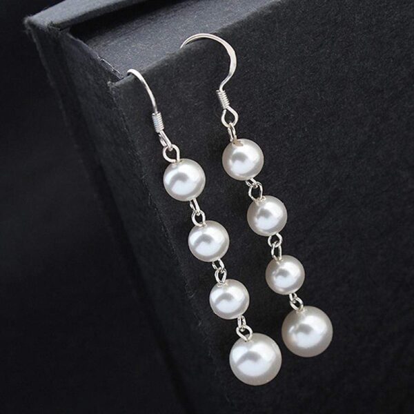 Solid 925 Sterling Silver Cascade Earrings Embellished with SWAROVSKI® Crystal Pearls - Image 3