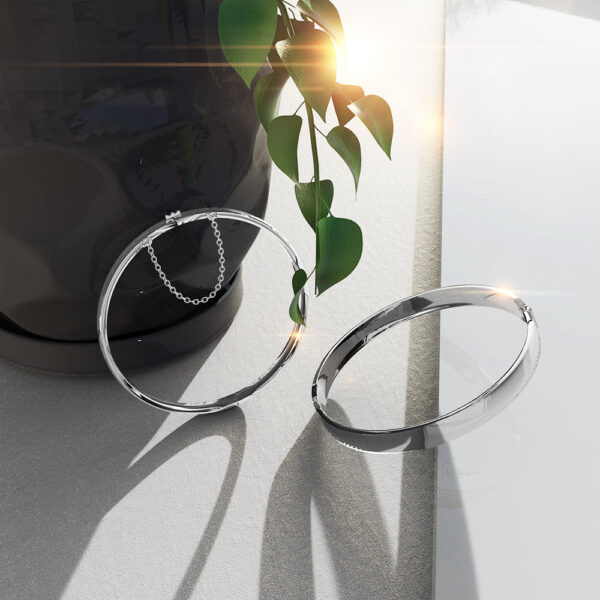 Solid 925 Sterling Silver Sassy Bangle 65mm - Image 4