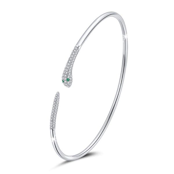 Solid 925 Sterling Silver Rattle Snake Open Cuff Bangle