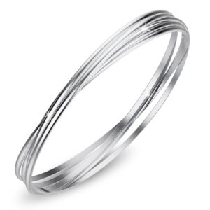 Solid 925 Sterling Silver Interlocking Bangle