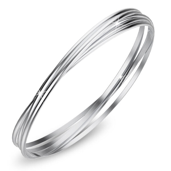Solid 925 Sterling Silver Interlocking Bangle
