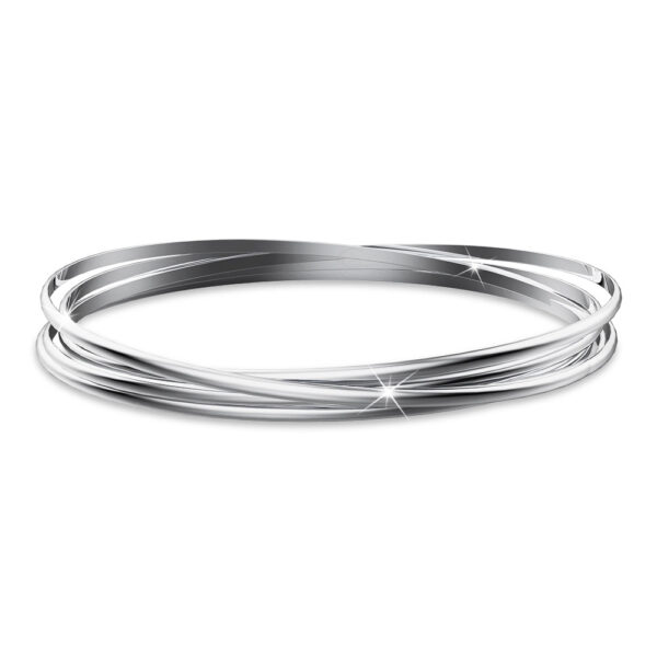 Solid 925 Sterling Silver Interlocking Bangle - Image 2