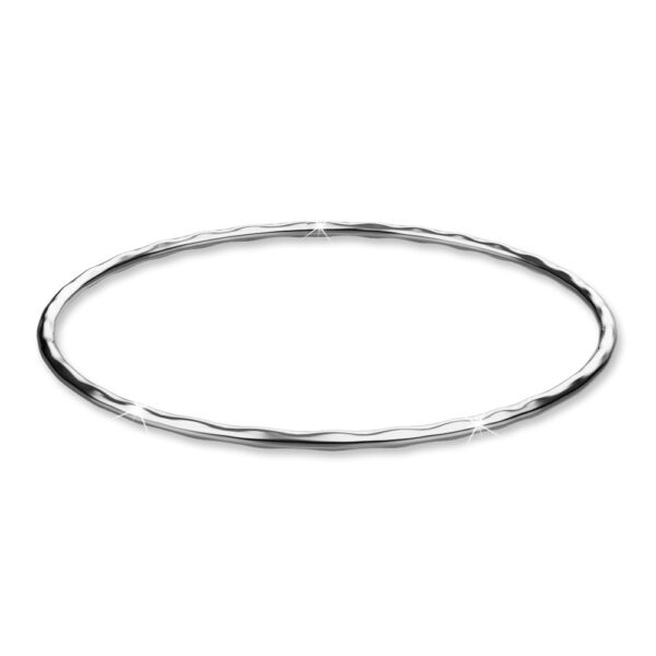 Solid 925 Sterling Silver Simple Round Bangle - Image 2