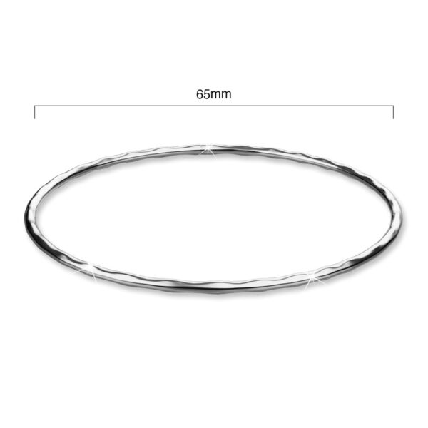 Solid 925 Sterling Silver Simple Round Bangle - Image 4