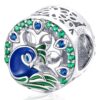 Solid 925 Sterling Silver Colorful Peacock Animal Pandora Inspired Charm