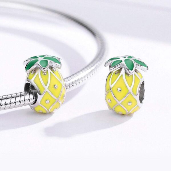 Solid 925 Sterling Silver Pineapple Fruit Pandora Inspired Charm - Image 3
