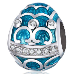 Solid 925 Sterling Silver Azure Egg Pandora Inspired Charm
