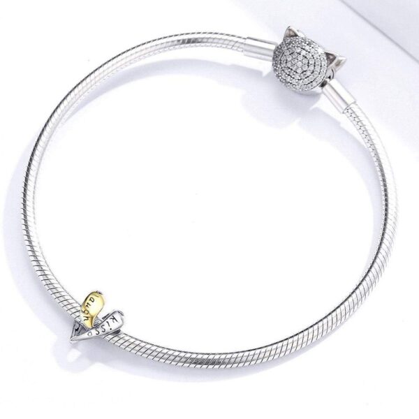 Solid 925 Sterling Silver Live Love Kiss Laugh Heart Pandora Inspired Charm - Image 2