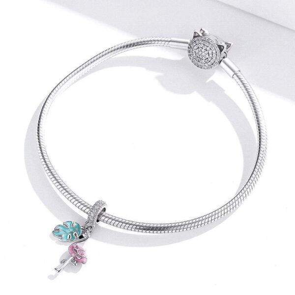 Solid 925 Sterling Silver Flamingo Animal Pandora Inspired Charm - Image 2