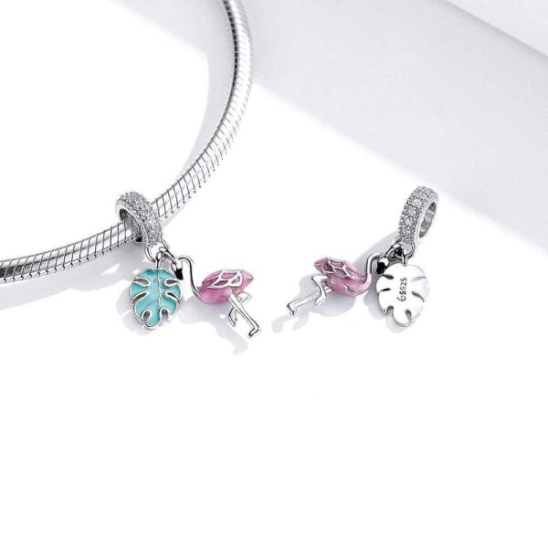 Solid 925 Sterling Silver Flamingo Animal Pandora Inspired Charm - Image 3