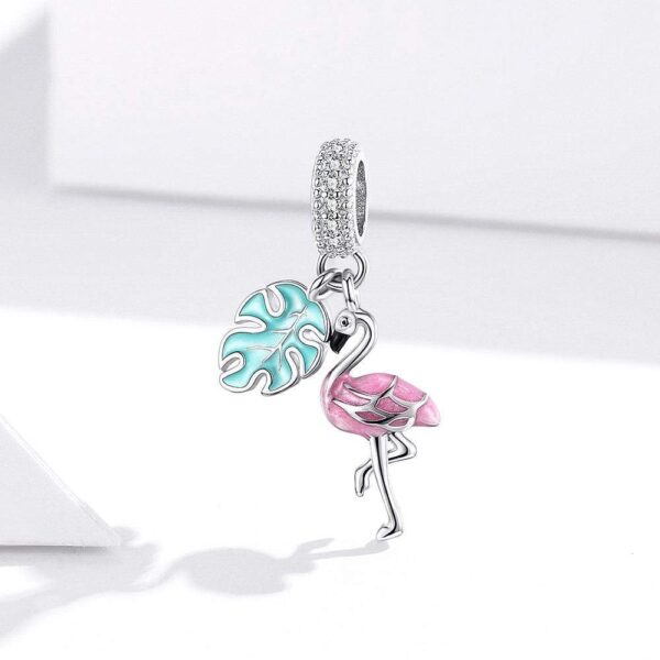 Solid 925 Sterling Silver Flamingo Animal Pandora Inspired Charm - Image 4