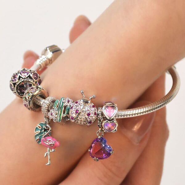 Solid 925 Sterling Silver Flamingo Animal Pandora Inspired Charm - Image 5