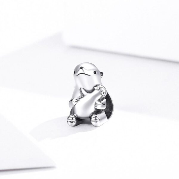 Solid 925 Sterling Silver Baby and Mama Beaver Animal Hugging Pandora Inspired Charm - Image 4