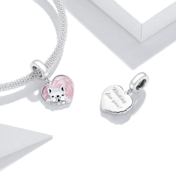 Solid 925 Sterling Silver Puppy Heart Love Waiting For You Pandora Inspired Charm - Image 3
