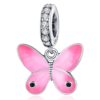 Solid 925 Sterling Silver Pink Sweet Butterfly Pandora Inspired Charm