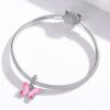 Solid 925 Sterling Silver Pink Sweet Butterfly Pandora Inspired Charm - Image 2