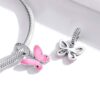 Solid 925 Sterling Silver Pink Sweet Butterfly Pandora Inspired Charm - Image 3