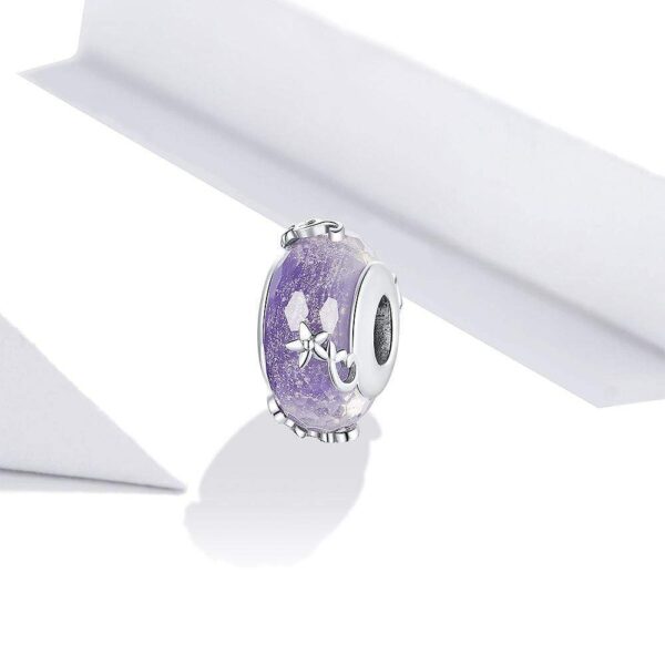 Solid 925 Sterling Silver Purple Glass Pandora Inspired charm - Image 4