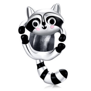 Solid 925 Sterling Silver Jumpy Fun Racoon Pandora Inspired Charm