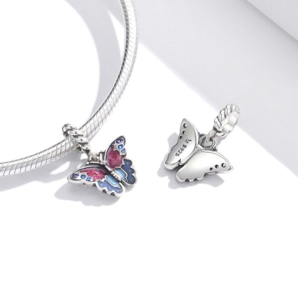 Solid 925 Sterling Silver Majestic Butterfly Pandora Inspired Bead Charm - Image 2