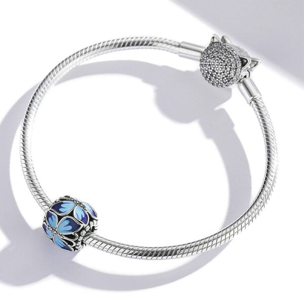Solid 925 Sterling Silver Calming Blue Pandora Inspired Bead Charm - Image 3