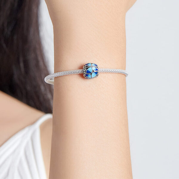Solid 925 Sterling Silver Calming Blue Pandora Inspired Bead Charm - Image 5