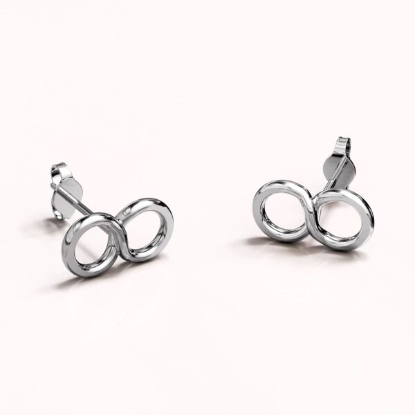 Solid 925 Sterling Silver Infinity Stud Earrings - Image 2