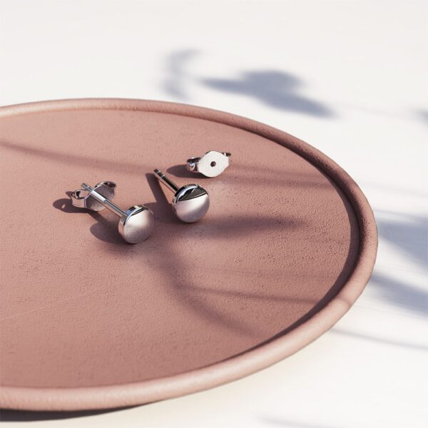 Solid 925 Sterling Silver Circle Stud Earrings - Image 3