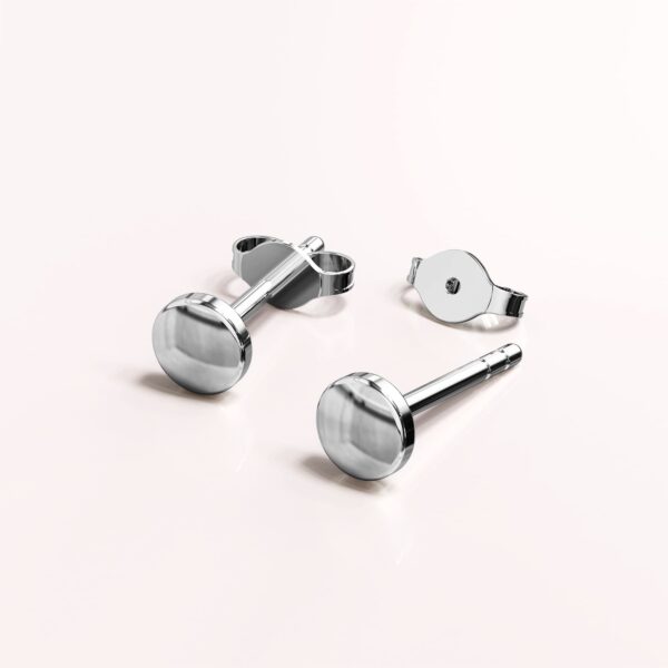 Solid 925 Sterling Silver Circle Stud Earrings - Image 2