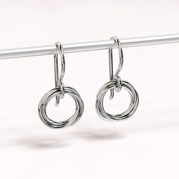 Solid 925 Sterling Silver Intertwined Circle Earrings - Image 2