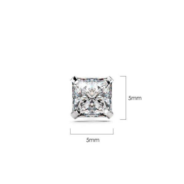 Solid 925 Sterling Silver Princess Cut Stud Earrings - Image 4