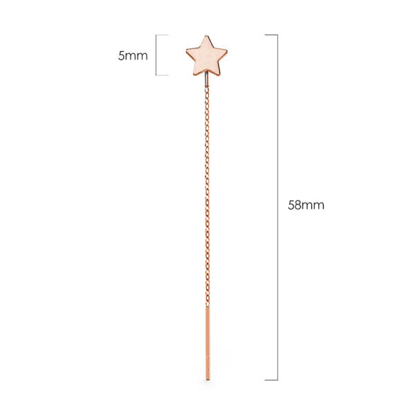 Solid 925 Sterling Rose Gold Star Threader Earrings - Image 4