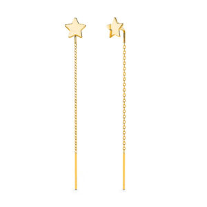 Solid 925 Sterling Gold Star Threader Earrings