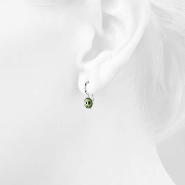 Solid 925 Sterling Silver Saucers Earrings Green - Image 3