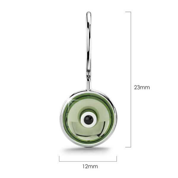 Solid 925 Sterling Silver Saucers Earrings Green - Image 4
