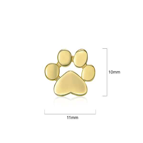 Solid 925 Sterling Silver Animal Paw Print Gold Stud Earrings - Image 6