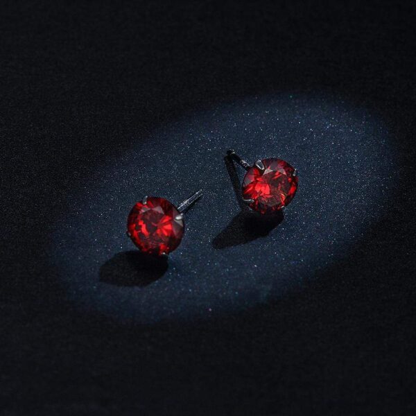 Solid 925 Sterling Silver Scarlet Diamond Round Cut Four Prong Stud Earrings - Image 5